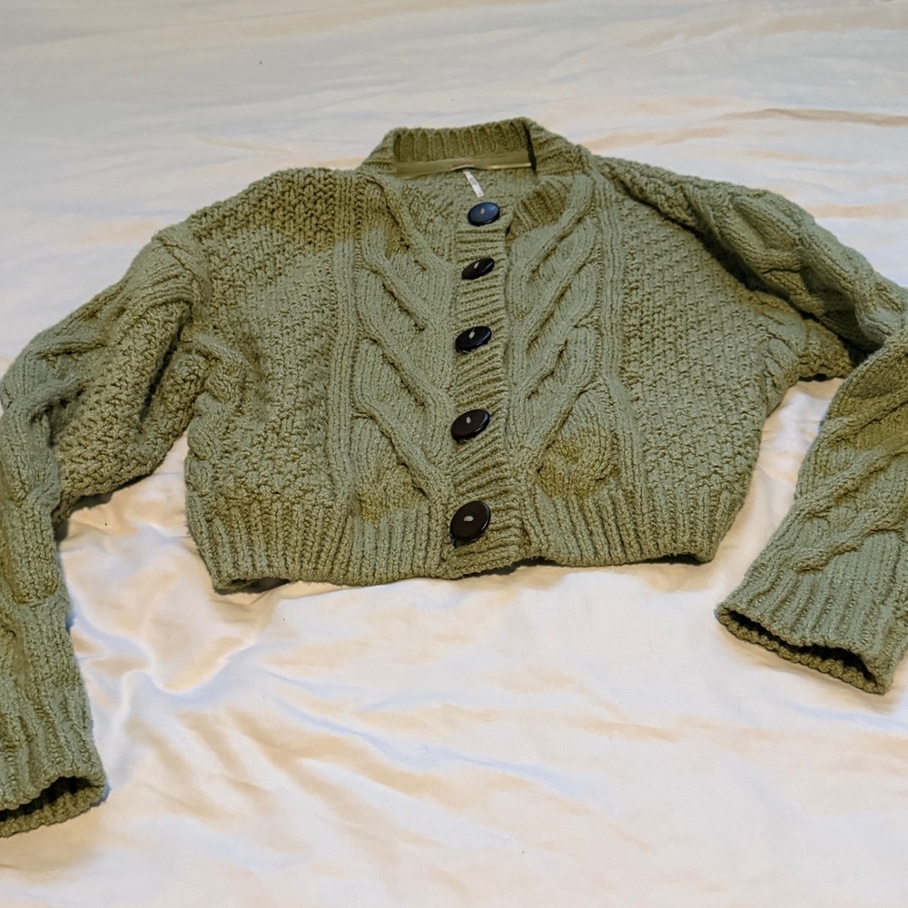 Free people green cardigan size Large - Picture 2 of 3